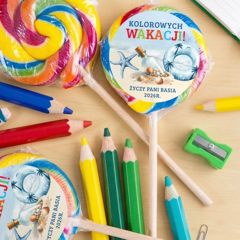 Kręcony lizak z personalizowaną naklejką